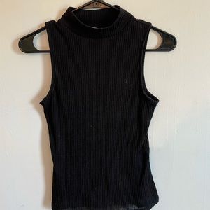 ribbed turtleneck tank top